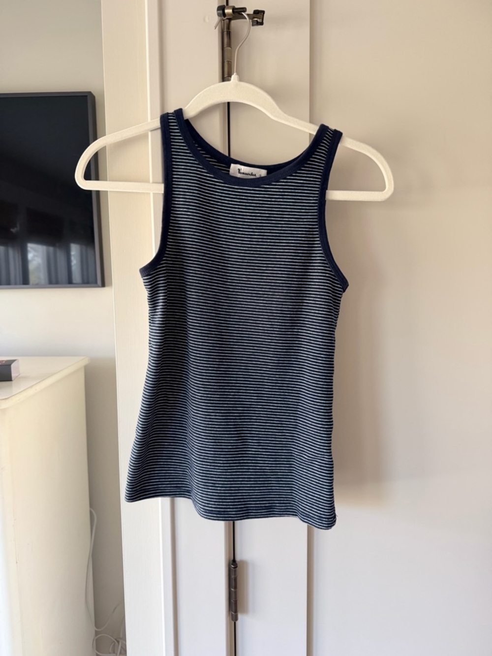 Striped Navy & White Ribbed Tank Top - Casual Essentials